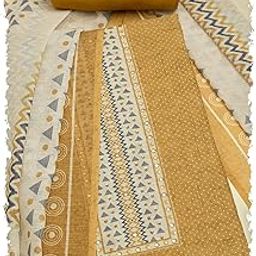 Womens Linen Polka Dots Unstitch Dress Material With Sequins-image-43