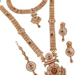 The Infalliable Women's Rajwadi Gold Plated Brass Premium Necklace Set with Maang Tikka and Earring Traditional Jewellery Set for Girls-image-23