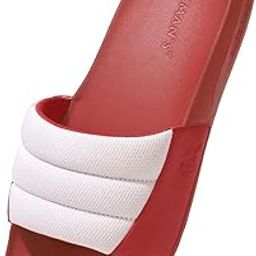 Squooshy Slides for Men | Cushioned & Comfortable Flip Flops for Men | Everyday Comfort, Flexible and Breathable | White/Red UK12-image-64