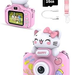 Kids Camera for Girls and Boys, 1080P 8X Digital Zoom Camera for Kids Age 3 4 5 6 7 8, 48MP Toddler Cameras Christmas Birthday Gift with Silicone Cover & 16GB TF Card, Pink-picture-14