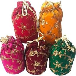 Ruwaza Art Creations Velvet Lace Potli Batwa Bag Bridal Purse Women handbag Shagun Pouch Return Gift-image-81