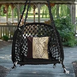 Regular Indoor Outdoor D Shape Hanging Swing Chair (Cotton,Black, 150 * 65 * 72 cm)-picture-31