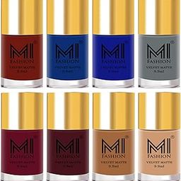 MI FASHION Classical Rich Velvet Matte Nail Paint|Multicolours Combo Pack|Trendy & Stylish Shades|Cruelty Free|Top Coat 9.9ml Each (Sets-8)-image-21