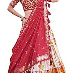 Women Tussar Silk With Patola Print And Foil Work Lehenga choli-image-95