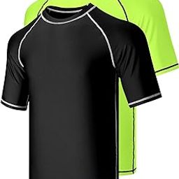 2-Pack Men's UV Short Sleeve Swim Shirts Loose Fit Rash Guards-image-49