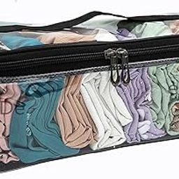 Pack of 2 Innerwear Organizer Legging Storage Bag Dupatta Organizer Bag, Storage Organizer Pouch, Wardrobe Organizer and Space Saver, Undergarment Organiser PVC Pouch (30x12x12 CM) (2)-18