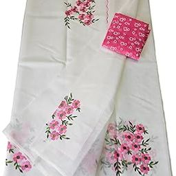 Woman's Kota Doria Embroidery Saree with blouse and a contrast blouse for women-image-90
