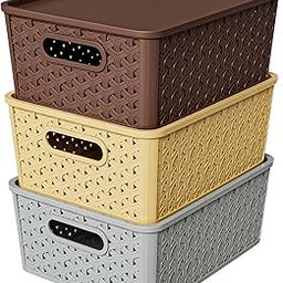 TEX-RO Storage Box and Organisers - Multi-Purpose Plastic Box for Storage Organiser Box for Home and Office - Durable Organizer Storage Box and Stationary Organizers Box (Set of 3, Multi-Color)-11