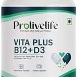 ProLiveLife Vita Pro B12 + D3 – Vegan Vitamin Supplement with Organic Spirulina | Boosts Energy, Immunity, Bone & Heart Health | Gluten-Free, Non-GMO – 60 Capsules-image-45