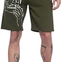 Men's 100% Cotton Smoking Skull Print Shorts with Pocket-picture-4