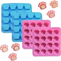 Skytail 16-Cavity Cat/Dog Paw Shaped Silicone Molds, Food Grade, Non-Stick Mould for Chocolate, Candy, Cake, Pudding, Jelly Cat Dog Treats Cupcake, Animal paw Print ice Cube ice Candy Baking Mould-24