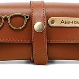 Personalised Name & Charm Leather Sunglass Case Cover for Men & Women | Hard Case Eyewear Cover -Tan colour-image-52