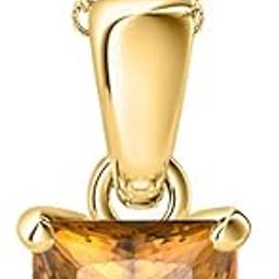 5mm to 10mm 14k Gold Over.925 Sterling Silver Citrine Solitaire with Princess Shaped Pendant Necklace Valentine's Day for Womens-8