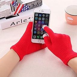 ELBME® Winter Touch Screen Gloves Women Men Warm Stretch Knit Mittens Imitation Wool Thicken Full Finger Gloves | C-Red-image-15