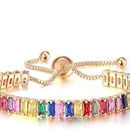 Multicolor Baguette Stone Studded Fancy Adjustable Bracelet Jewellery Gift for Women & Girls-43