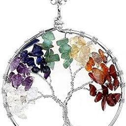 Tree of life Pendant with chain Handcrafted made with Natural seven Chakra Gemstone each stone has his own specialty Fengshui pendant for men and women(Seven chakra pendant)-picture-13