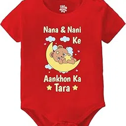 baby buzz New Born Baby Dress | Nana Nani Ke Aankho Ka Tara Printed 100% Cotton Bodysuit | Romper for Baby Boy Baby Girl-picture-16