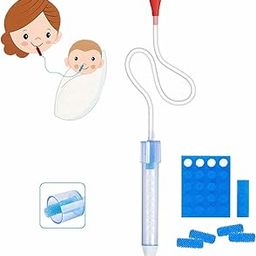 ENZAMOL Baby Nasal Syringe Aspirator with 20 Extra Clear Filters - Nasal Aspirator for Baby Newborn to Toddler - Blue, Silicone-image-43
