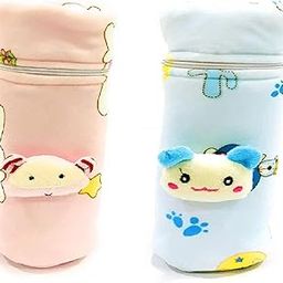 Manan Shopee Bottle Covers for Philips Avent/Broad Neck Soft Plush Stretchable Baby Feeding Bottle Tote Bag Cover with Strap (Zip 240Ml, 250ml, 260ml - Multicolor)-image-16