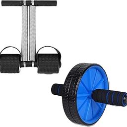 Quick Fit Black Double Spring Tummy Trimmer for Ab Exercise And Leg Exercise Ab roller for Core and Full Body Strength Gym Equipment Upper Body Toning | Includes Extra Thick Knee Pad | Abs Roller for Men and Women-image-50