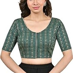 Rene Round Neck Casual Pure Cotton Half Sleeve Women Blouse(D-005657@@P)-image-0