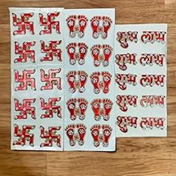 SESONBY Subh Labh Swastik Lakshmi Charan Paduka Diwali Lakshmi Charan Lakshmi Pooja Stickers is a Rare Lucky Charm Footprints of Maha Lakshmi Diwali Decoraion Pooja Festival Decoration Wall Stickers-image-40