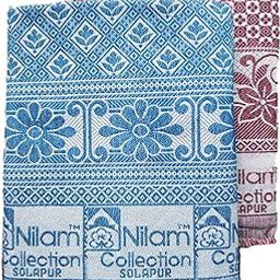 Nilam Collection Cotton Solapur Chaddar Blanket Single Bed Full Size 300TC Red & Blue Color Pack of 2 (Size- 58X88 Inch), lightweight| TC - 300-image-47