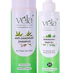 Vela Organic Anti-Dandruff Hair Care Combo, 250ml Shampoo with Green Tea Extract, 200ml Bhringraj Hair Oil-23