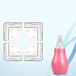Safe-O-Kid BPA Free 1 Soft Nasal Aspirator + 4 Smiley Shaped Corner Guard ( Pink & Transparent)-picture-18