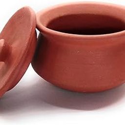 ThinKraft | Terracotta Clay Mini Pot with Lid for Curd, Yogurt Bowl | Small Mitti Dahi Handi, Earthenware, Brown (300 ML)-29
