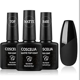 Proroop Base Top Coats Set - Matt Top Coat High Gloss No Wipe Top Coat and Base Coat 3Pcs, Soak Off UV LED Gel Nail Polish Shine Finish Long Lasting DIY Home Manicure Set -10ml-2