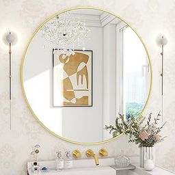 The Artment your artistic apartment Decorative Orbit Round Shape Wall Mirror with Frame for Living Room | Bathroom | Hall | Home Decor with Hanging Stripes (Gold Frame, 16 Inch)-image-6