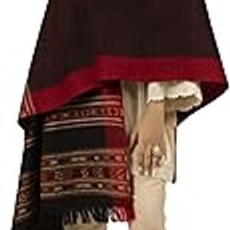 Women's Black and Red Stripes Woven Kullu Design, Warm and Thick Shawl-image-43