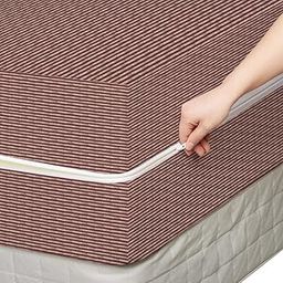 NHD HOME Premium Cotton Mattress Cover/Protector with Zipper Chain|Provides All Around Protection with 360° Encasing |for Diwan Bed Matttess- 48 x 72 inches (4 x 6 ft) - Pack of 1 - Maroon-20