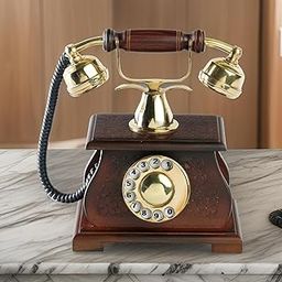 Decor antiqueTelephone Wooden Carving Works Vintage Brass and Wooden (Non Working) Telephone Decor Gift Item-image-65