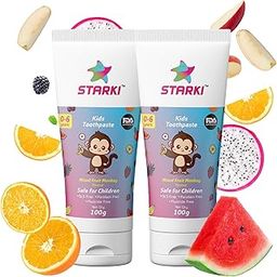 STARKI Kids Toothpaste 100g | Mix fruit Monkey Flavour Toothpaste for Teens 2 to 5 Years | Tooth Paste For Boy & Girl | No Chemicals, No Fluoride, No Toxin, No SLS, FDA Approved | Pack of 2-picture-26