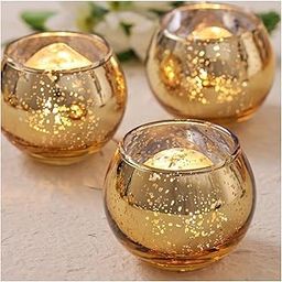 SPHINX Glass Votive Candle Holder for Home Decorations, for Weddings, Dinner Parties, Candle Light Dinners, Gift - (Mercury Golden, Round, 4 Pieces)-image-15