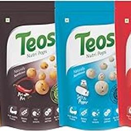 Teos Nutri Pops Roasted Makhana Snacks, Cheesy Pizza, Piri Piri, Salt and Pepper & Tomato Twist, Tasty, Healthy & Crispy Munchies, Pack of 4, 260 g.-image-94