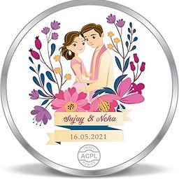 Personalised Newly Married | Wedding Silver Coin 10 Gram | 20 Gram | 50 Gram | 100 Gram BIS Hallmarked with Gift Box 999 Pure by ACPL-image-91