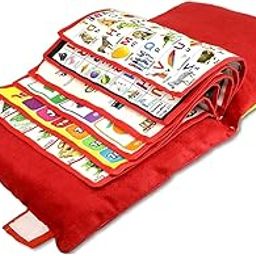 Educational Alphabet Learning Mat, Soft Foldable Design with Picture Cards, Red-image-40