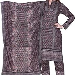 Printed Floral Design Winter 3 piece Kurta set with Trouser & Dupatta-image-74