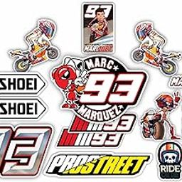 MotoGP Racer Marc Márquez 93 Stickers and Shoei for Bike and Helmet Decal, Water Proof - Maximum Attention - Residue-Free Removal - Self adhersive, Quality Sticker (Pack of 17) - TRI SRI Stickers-image-50