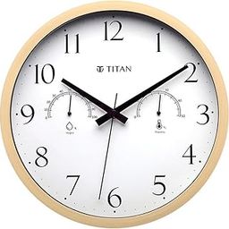 Titan Contemporary Wooden Finish White Wall Clock With Thermometer & Hygrometer - 30 Cm X 30 Cm (Medium) - Analog-7