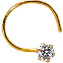 18k/750 Gold Nose Ring with Stone for Women-16