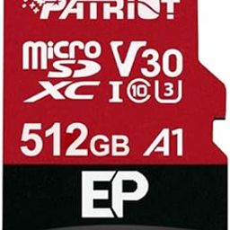 Patriot Memory 512GB EP Series A1 / V30 Support Micro SD Card SDXC Android Smartphone and Tablet with 4K App Optimized, PEF512GEP31MCX-31