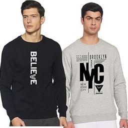 Cotton Blend Mens Round Neck Regular Fit Sweatshirt Combo Pack of 2 1176_Large Multicolour-image-99
