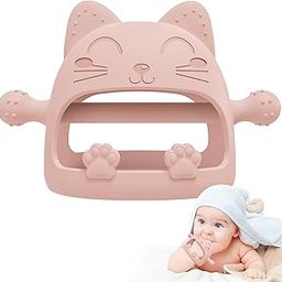 YomauiYee Baby Teething Toys 0-6 Months - Pink Silicone Cat Teether - Anti-Drop Mitten Teether for Soothing Sore Gums - Baby Teether Toy for 6 to 12 Months - Ideal Travel Essentials for Moms-image-13