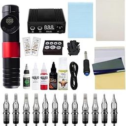 Tattoo Gizmo Wireless Tattoo Machine Kit – Professional Rotary Pen Gun Adjustable Stroke Cordless Machine Starter Kit for Beginners with Power Supply, Cartridges Needles, Dynamic Ink - SWTPMK-01-picture-1
