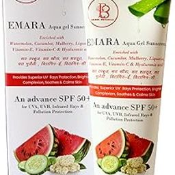 EMARA Aqua Gel Sunscreen SPF 50+, Watermelon and Cucumber, with Vitamins and Hyaluronic Acid-33