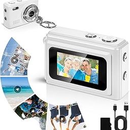 Relaxweex Mini Digital Camera Keychain 1080p Small Portable Photo Video Camera 100 Mins Battery Life Micro Camcorder Recorder for Travel Study Recording (White)-2
